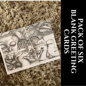 Pack of Six Black and White Greeting Cards